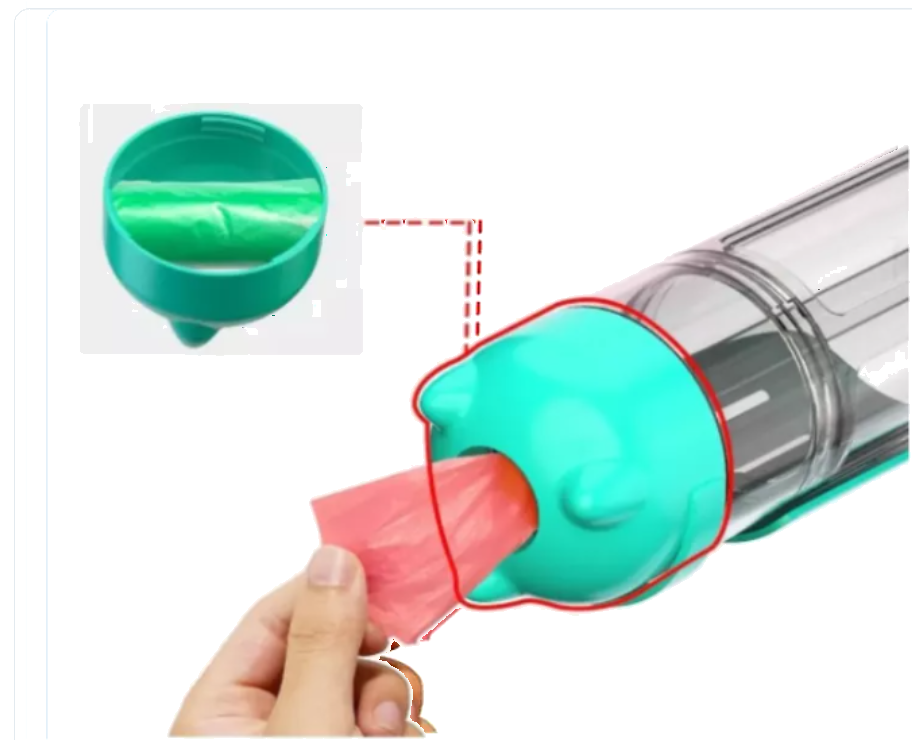 Botella Portátil 3 en 1 para Mascotas – Agua, Alimento y Bolsas